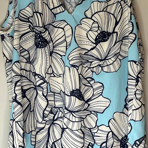 Suzanne Betro Blue & White Floral Tank Top Size XL - Picture 7 of 11